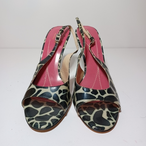 Kate Spade Open Toe Strappy D'orsey Giraffe Leather Print Heels Size 10B see pic - Picture 5 of 9